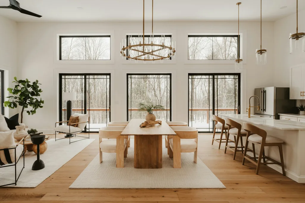 Premium wood flooring installation in contemporary interior
