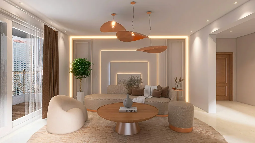 Contemporary apartment renovation interior with modern finishes